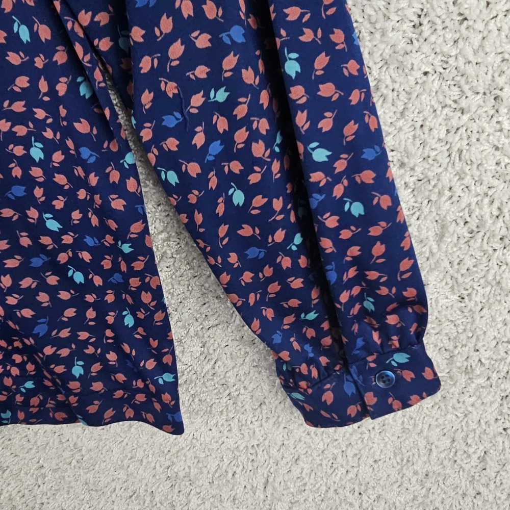 Vintage Sears Blue Tulip Perma Prest Button Shirt Size L, 29 70s All Over Print - Picture 10 of 14